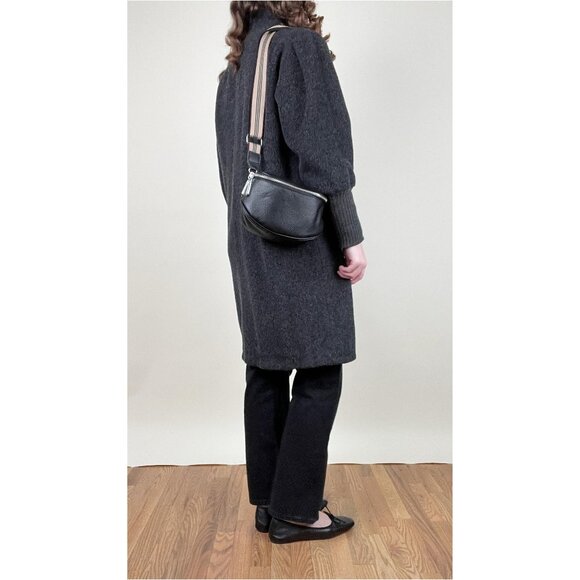 Vintage 80s Parisian Wool Peacoat Jacket Puff Sleeve Long Cuffs French Pea Coat - Picture 5 of 10